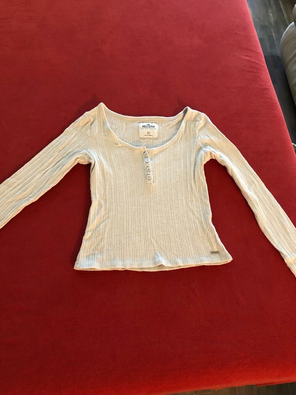 Hollister Must Have Collection white long sleeve top with button detail Size XS